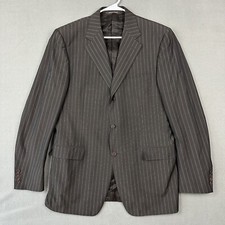 Canali Suit Jacket Brown Pinstripe Striped Blazer Sport Jacket 42L Pure Wool EUC
