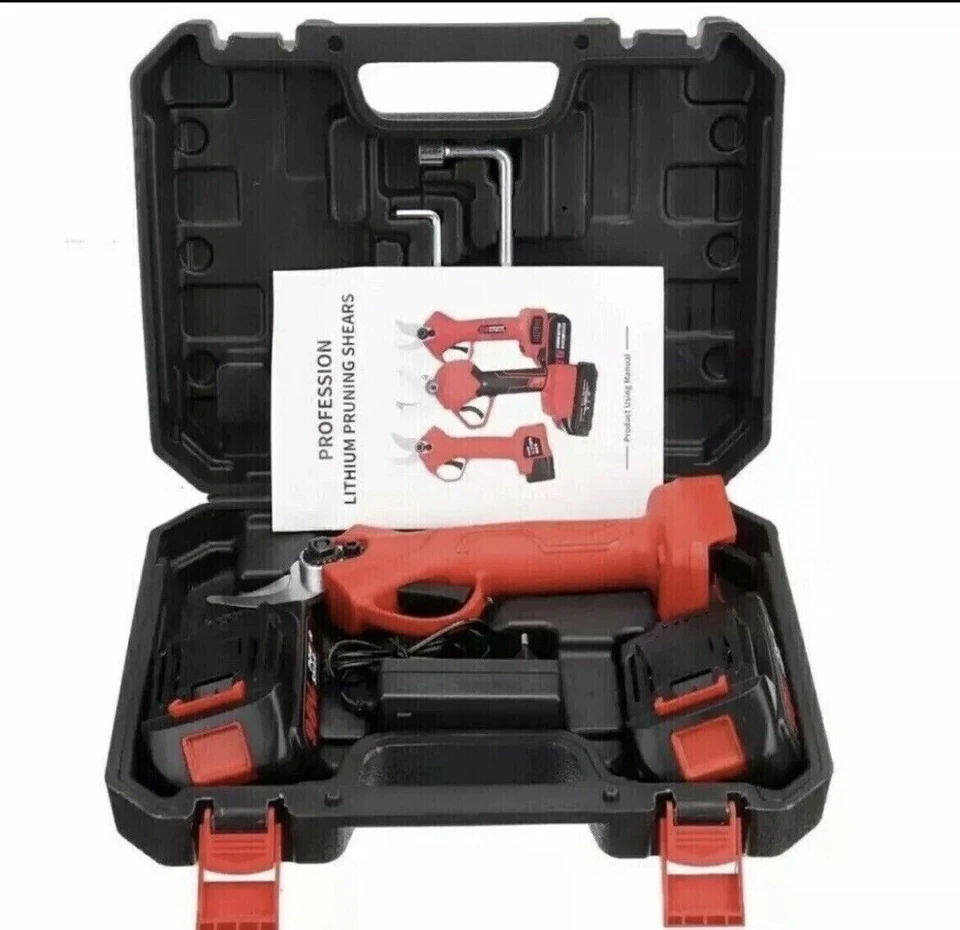 FORBICE A BATTERIA DA POTATURA+VALIGIA CESOIA 48V 3.0 AH TAGLIO 30 MM 2 BATTERIE - Immagine 3 di 4