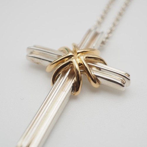 [EXC] Collar Colgante Tiffany & Co. Firma Cruz Plata 925 Oro 18K con Caja - Imagen 9 de 24