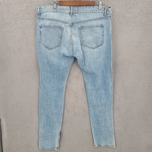 Oro Los Angeles Jeans Mens 36x36 (Fits 38x36) Blue Distressed Slim Tapered - Picture 8 of 10