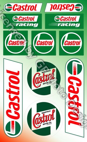 Aufkleber blatt Laminiert Castrol Racing auto sponsor Decal set 11 stickers