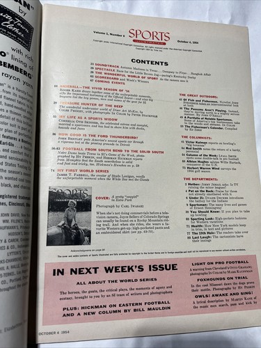 October 4, 1954 VINTAGE SPORTS ILLUSTRATED MAGAZINE RARE - Picture 2 of 4