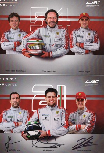Lot de cartes des 2 Ferrari VISTA AF CORSE 24 Heures du Mans 2025 LMGT3 21 et 54