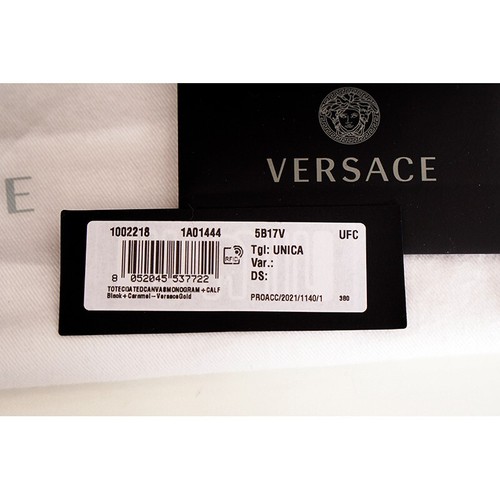 NEW $995 VERSACE RUNWAY Caramel LA GRECA Signature MEDIUM TOTE BAG w/ POUCH NWT - Picture 20 of 24
