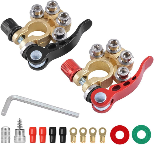 Car Battery Terminal Connectors, 2 Pcs 4 Way Quick Release Disconnect Car Batter