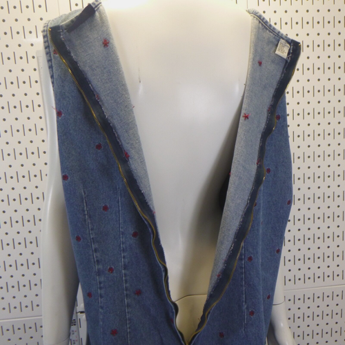 Vintage Eric Charles 90s Women's Dress Size 1X Denim Sundress All Cotton Blue VG - Picture 6 of 11