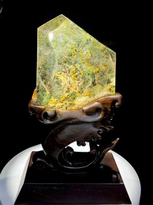 5.56LB Natural Rutilated Phantom quartz Ghost CRYSTAL  carving mineral specimen