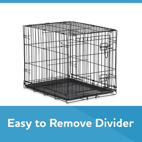 Folding Dog Crate W/ Divider Indoor Metal Kennel Easy Transport Durable Pet Cage - Picture 6 of 10