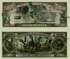 new VelociRaptor $75 Million Dollar Bill Funny Money Novelty Note FREE SLEEVE