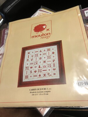 Mouton Rouge - Carres De Jours - Kreuzstich-Set in französischer Sprache - rotes Schaf - 