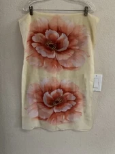 Unbranded Pale Yellow Pink Floral Scarf 20" x 60"