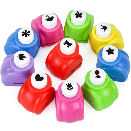 10 Pack Multicolored Shape Paper Hole Punch Craft Set for DIY Crafting, Scrapboo - Picture 9 of 12