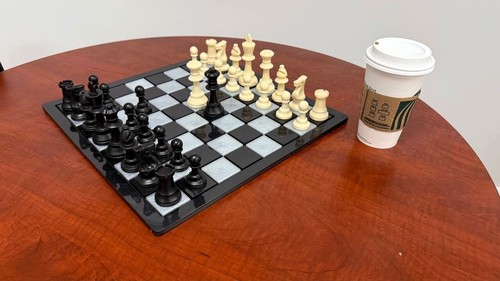 Resin Chessboard Set Pearl & Black Carbon Design Handmade Gift for Him Unique - Picture 6 of 10