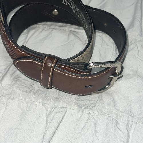 Nocona Western Belt Beige Suede Brown Leather Womens Size 26 - Picture 9 of 9