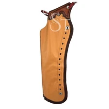 Western Shotgun Fashion Long Chaps Cowhide Leather Horse Riding Chinks All Sizes
