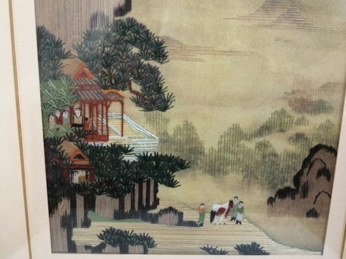 King Silk Art Embroidery Hand Made Chinese Landscape Tang Yin Bohu 13" x 13" - Imagen 2 de 19