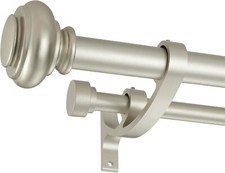 Double Curtain Rods 72 to 144 Inches Solid Aluminum Alloy Brackets Matte Silver