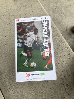 Eintracht Frankfurt Spieltags Blättchen gegen VFL Wolfsburg vom 10.09.2022