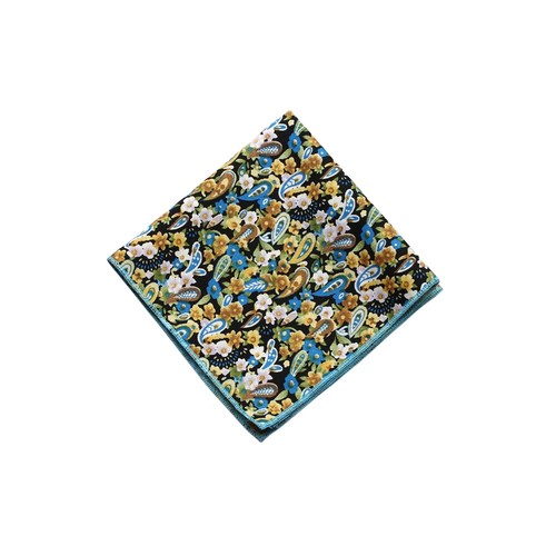 Men's Floral Flower Paisley Sewn Edge Cotton Hanky Pocket Square Handkerchief - Picture 23 of 44