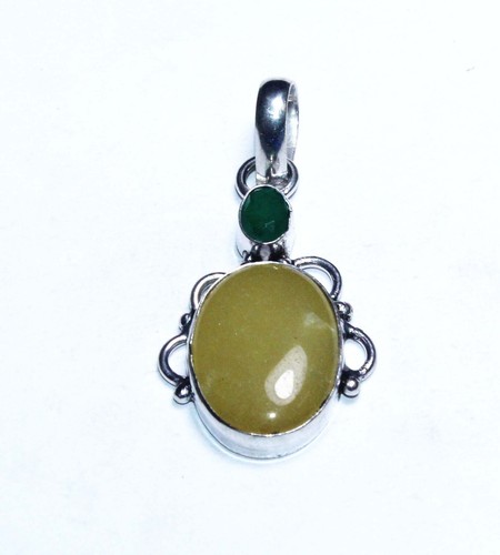 Calcite Green Onyx Gemstone Handmade Pandant Jewelry Pendant Size 1.5 inches - Picture 2 of 5
