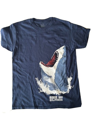 Shark Morro Bay California Kids T Shirt Size Small 6-8 Navy Blue - Picture 2 of 4