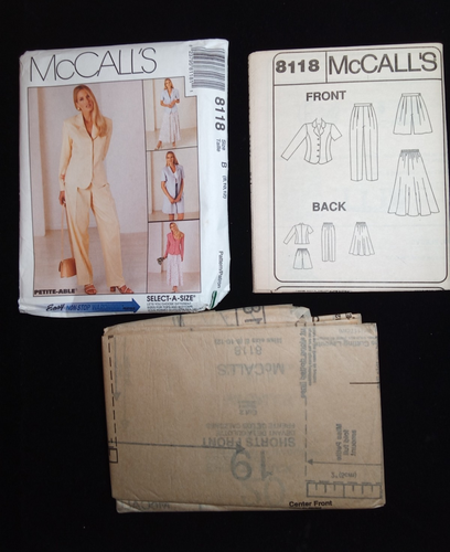 McCALL'S UNCUT 90s Pattern 8118 Misses Size 8-10-12 Jacket Pants Shorts Skirt - Picture 6 of 8