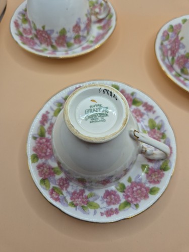 Royal Grafton 3x Tea Cup & Saucer Set - Pink Flower - Made in England - VGC - Bild 10 von 13