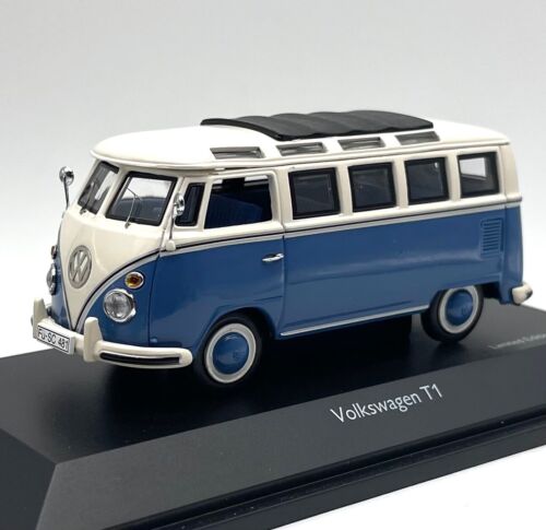 Schuco 450356300 Volkswagen VW T1 Samba Bulli Bus in blu bianco, IMBALLO ORIGINALE 1:43 K090 - Foto 3 di 5