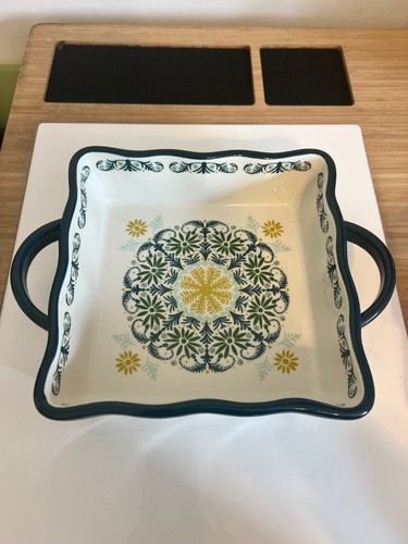 Opalhouse - Pioneer Woman - Teglia da forno decorativa quadrata in gres con manici - Foto 3 di 8