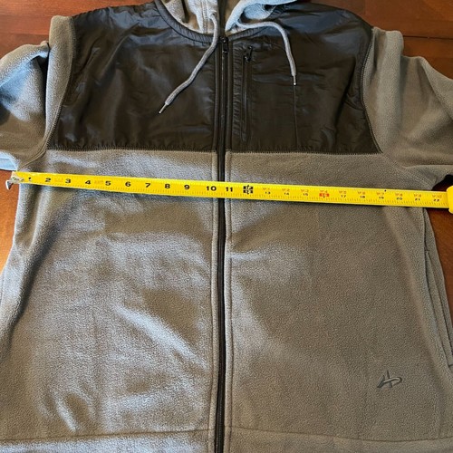 Athletech Mens Full-Zip Fleece Jacket With Hood & Contrast Paneling  Medium - Picture 5 of 14