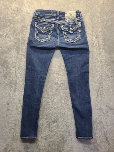 Miss Me Jeans Womens 26x29 Skinny Fit Ankle Dark Wash Distressed Thick Stitch - Picture 13 of 14