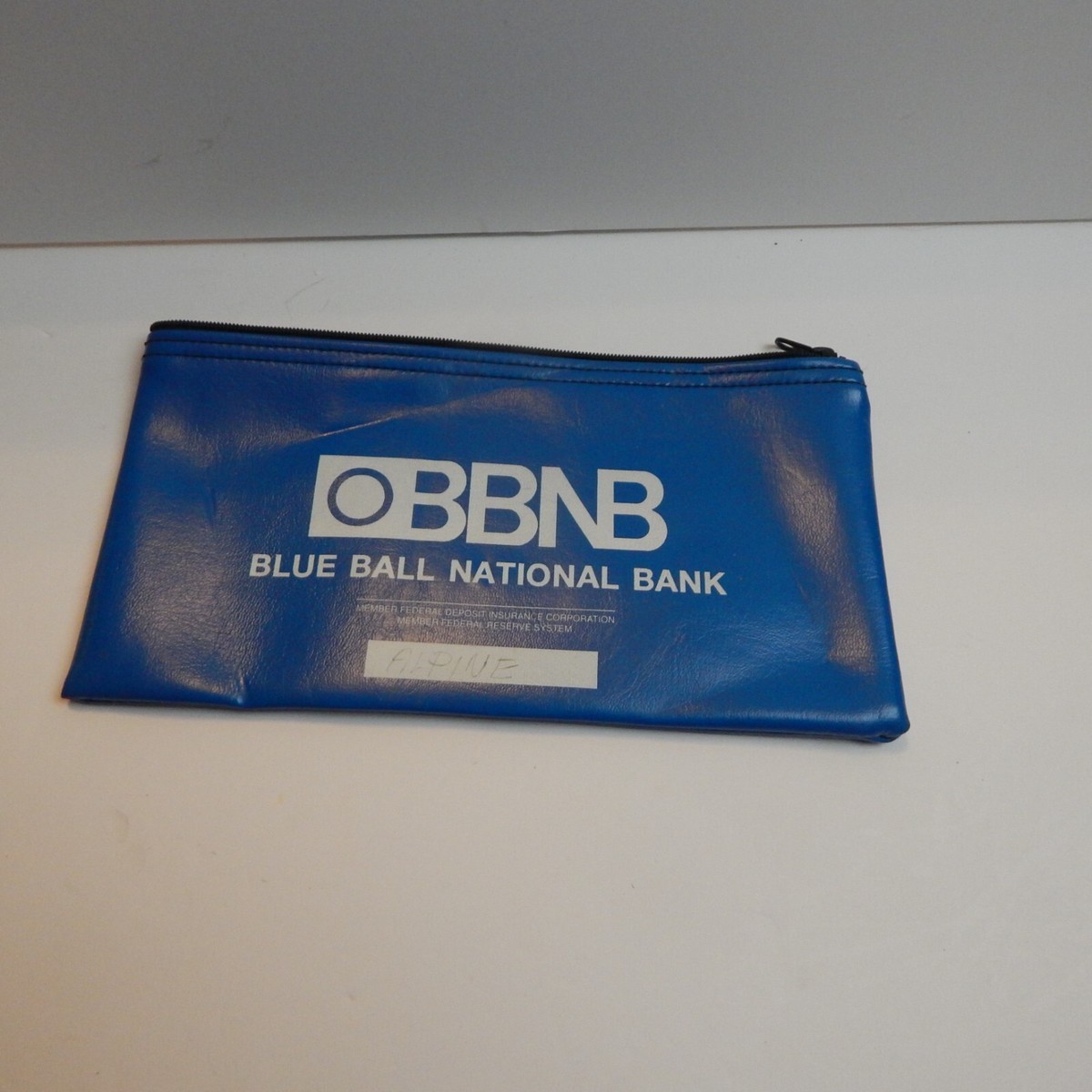 vtg Blue Ball national bank blue vinyl zipper bag 11x5 in | eBay