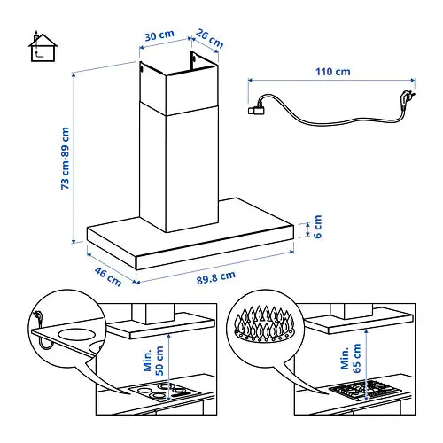 Ikea Kulinarisk Kitchen Wall Mounted 90cm Extractor Fan NEW £549 - Picture 7 of 7