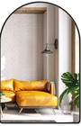 Modern 24 In. W X 36 In. H Arched Framed Wall Bathroom Vanity Mirror in Black
