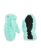 NWT UGG Quilted Faux Fur Mittens PALE EMERALD , L/XL