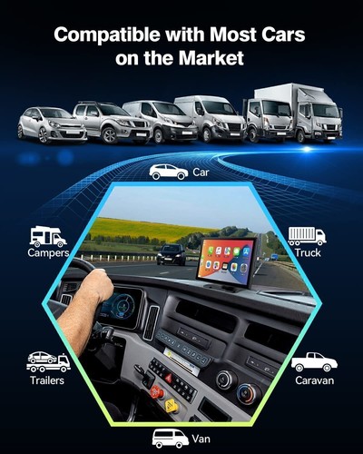 9"Portable Touch Screen Car Stereo Radio Wireless Apple Carplay/Android Auto GPS - Picture 10 of 12
