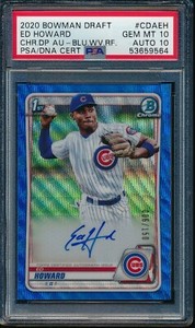 PSA 10/10 ED HOWARD AUTO 2020 Bowman Chrome BLUE WAVE REFRACTOR /150 RC GEM MINT