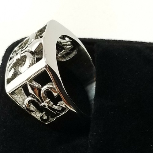 Mens Fleur De Lis Polished Stainless Steel Ring Size 14 - Picture 5 of 6