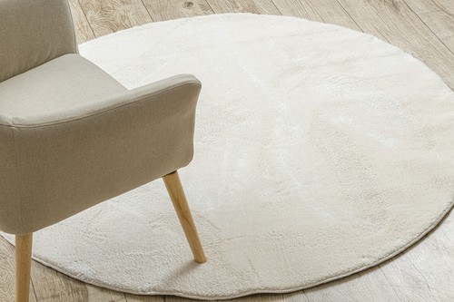 Practical washable round RUG 'LINDO' shaggy faux fur cream soft anti-slip - Picture 7 of 11
