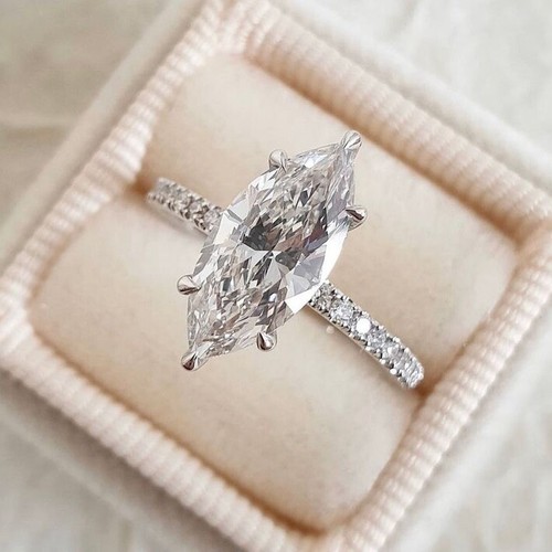 IGI Certified 3.3ct E VS1 Lab Grown Diamond Platinum Promise Ring, Engagement - Picture 6 of 6