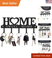 Elegant Wall-Mounted Key Holder Hooks - 'Sweet Home' Metal Decor - 9.8inches