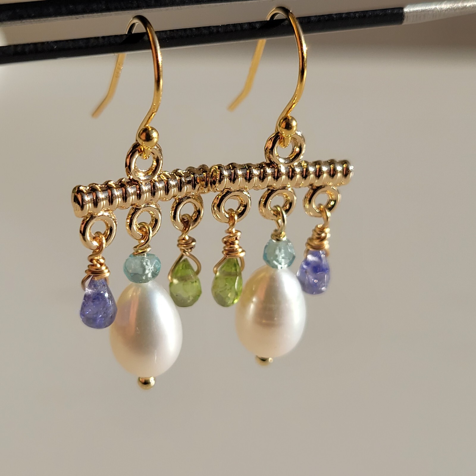 Boucles d'oreilles argent péridot tanzanite, le cadeau d'anniversaire idéal pour elle