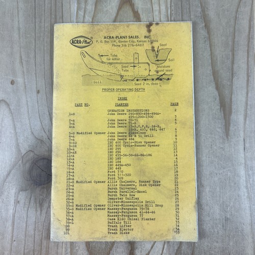 Manual de operación de instalación de abridores de plantas Acra para fijación en todos los tractores - Imagen 1 de 7