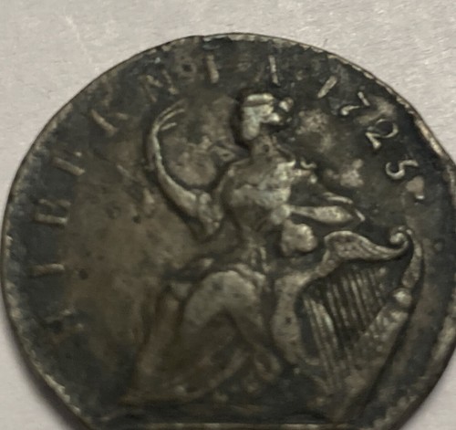 1723 Woods Hibernia Halfpenny - Picture 2 of 4