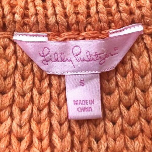 Cárdigan suéter LILLY PULITZER mezcla melocotón cachemira tejido con cable cinturón - pequeño - Imagen 5 de 5
