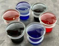 PAIR of Single Flare Glass Plugs Gauges Tunnels Body Jewelry Red, Black or Blue
