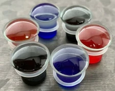 PAIR of Single Flare Glass Plugs Gauges Tunnels Body Jewelry Red, Black or Blue