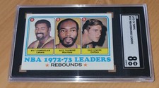 WILT CHAMBERLAIN/NATE THURMOND/DAVE COWENS 1973 TOPPS REBOUNDS LEADER CARD SGC 8
