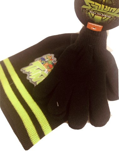 NWT Rise of the Teenage Mutant Ninja Turtles Knit Winter Beanie Hat & Gloves Set - Picture 3 of 7