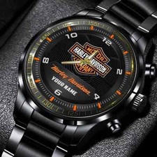 Personalized Harley Motor Racing Davidsonn Black Stainless Steel Watch For Men